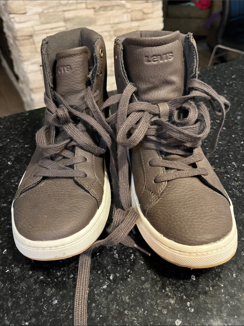 Levi's Men’s Dark Brown High-Top Sneakers with Cream Soles